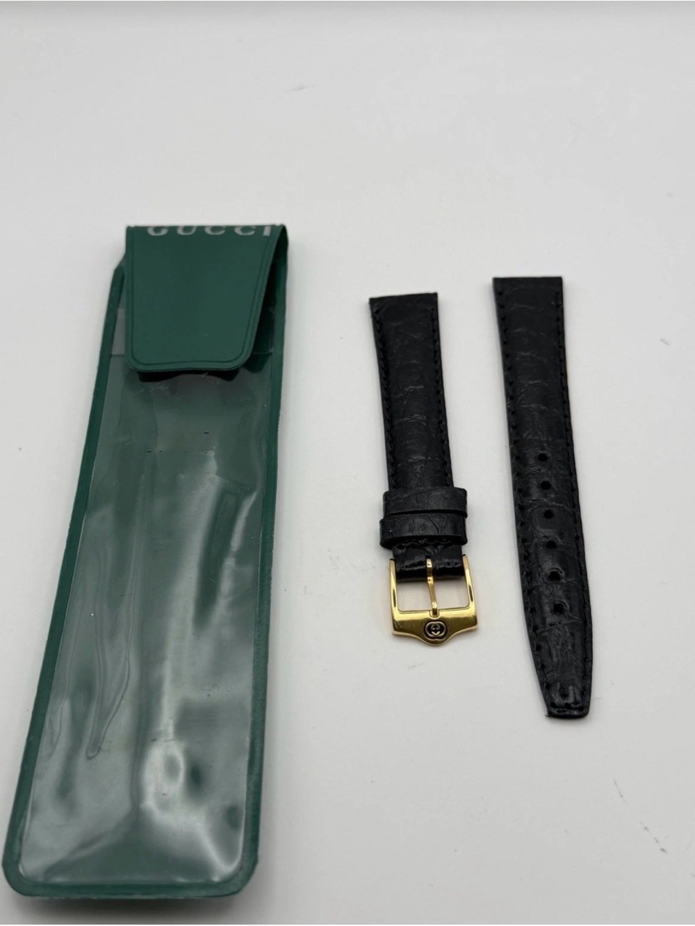 Authentic Gucci Black Croc Leather Watch Strap 14mm Genuine #GS96